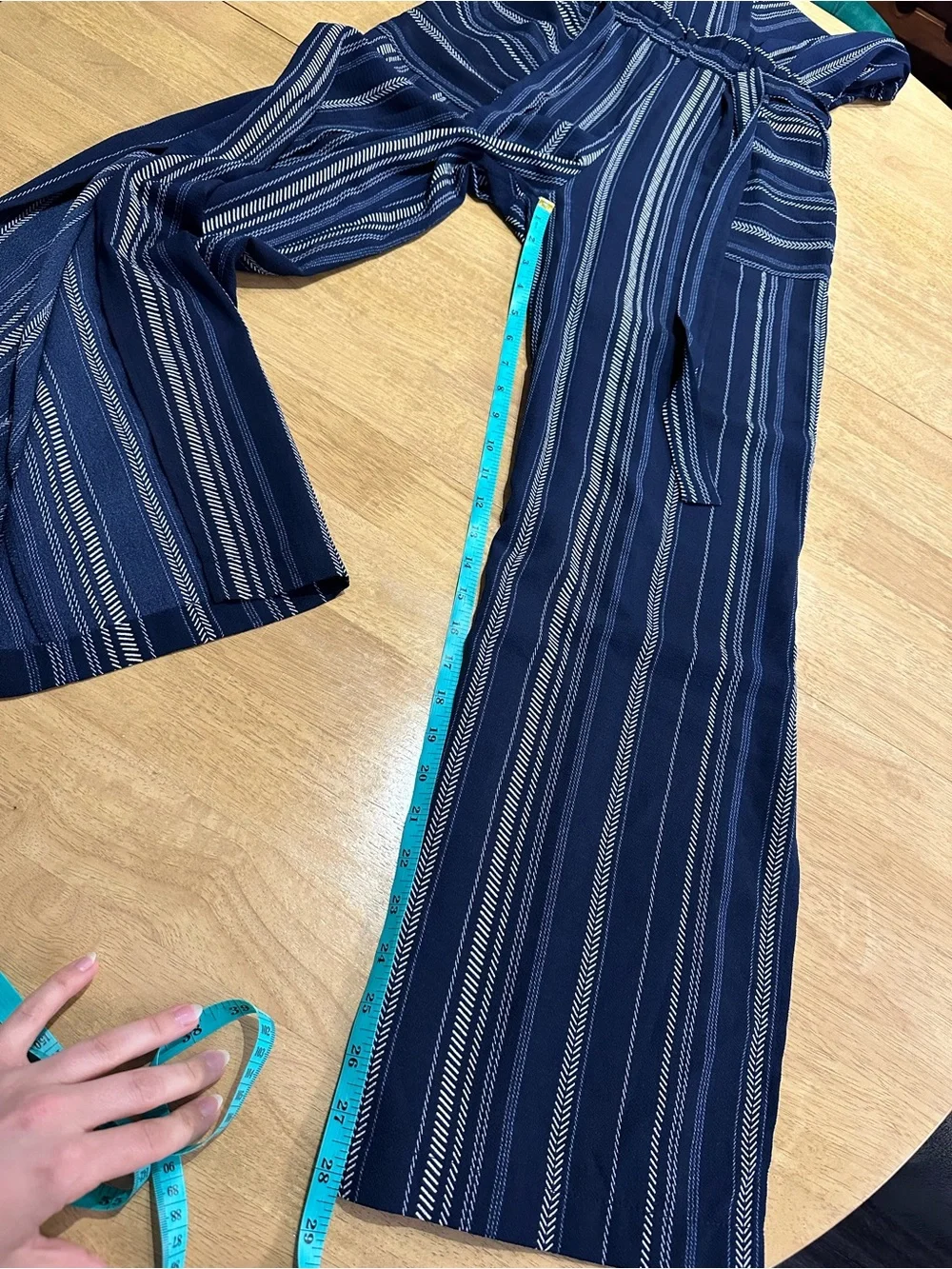 Monteau Navy and White Patterned Small Cropped Leg Jumpsuit